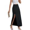 imageLYANER Womens High Waist Slit Split Solid Bodycon Long Maxi SkirtBlack