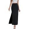 imageLYANER Womens High Waist Slit Split Solid Bodycon Long Maxi SkirtBlack