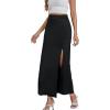 imageLYANER Womens High Waist Slit Split Solid Bodycon Long Maxi SkirtBlack