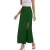 imageLYANER Womens High Waist Slit Split Solid Bodycon Long Maxi SkirtDark Green