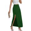imageLYANER Womens High Waist Slit Split Solid Bodycon Long Maxi SkirtDark Green