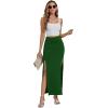 imageLYANER Womens High Waist Slit Split Solid Bodycon Long Maxi SkirtDark Green