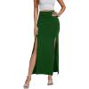 imageLYANER Womens High Waist Slit Split Solid Bodycon Long Maxi SkirtDark Green