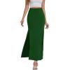 imageLYANER Womens High Waist Slit Split Solid Bodycon Long Maxi SkirtDark Green