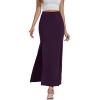 imageLYANER Womens High Waist Slit Split Solid Bodycon Long Maxi SkirtDark Purple