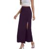 imageLYANER Womens High Waist Slit Split Solid Bodycon Long Maxi SkirtDark Purple