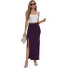 imageLYANER Womens High Waist Slit Split Solid Bodycon Long Maxi SkirtDark Purple