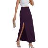 imageLYANER Womens High Waist Slit Split Solid Bodycon Long Maxi SkirtDark Purple