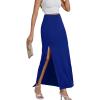 imageLYANER Womens High Waist Slit Split Solid Bodycon Long Maxi SkirtRoyal Blue