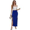 imageLYANER Womens High Waist Slit Split Solid Bodycon Long Maxi SkirtRoyal Blue