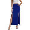 imageLYANER Womens High Waist Slit Split Solid Bodycon Long Maxi SkirtRoyal Blue