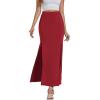 imageLYANER Womens High Waist Slit Split Solid Bodycon Long Maxi SkirtWine Red