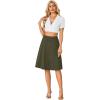 imageLYANER Womens Knee Length Casual Skirt Stretchy Button High Waist ALine Flared Vintage Midi Skirts with PocketAmy Green