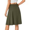 imageLYANER Womens Knee Length Casual Skirt Stretchy Button High Waist ALine Flared Vintage Midi Skirts with PocketAmy Green