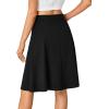imageLYANER Womens Knee Length Casual Skirt Stretchy Button High Waist ALine Flared Vintage Midi Skirts with PocketBlack