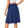 imageLYANER Womens Knee Length Casual Skirt Stretchy Button High Waist ALine Flared Vintage Midi Skirts with PocketDark Blue