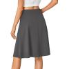 imageLYANER Womens Knee Length Casual Skirt Stretchy Button High Waist ALine Flared Vintage Midi Skirts with PocketDark Gray