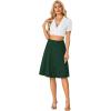 imageLYANER Womens Knee Length Casual Skirt Stretchy Button High Waist ALine Flared Vintage Midi Skirts with PocketDark Green