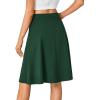 imageLYANER Womens Knee Length Casual Skirt Stretchy Button High Waist ALine Flared Vintage Midi Skirts with PocketDark Green