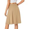 imageLYANER Womens Knee Length Casual Skirt Stretchy Button High Waist ALine Flared Vintage Midi Skirts with PocketKhaki
