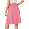 imageLYANER Womens Knee Length Casual Skirt Stretchy Button High Waist ALine Flared Vintage Midi Skirts with PocketPink