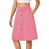imageLYANER Womens Knee Length Casual Skirt Stretchy Button High Waist ALine Flared Vintage Midi Skirts with PocketPink