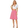 imageLYANER Womens Knee Length Casual Skirt Stretchy Button High Waist ALine Flared Vintage Midi Skirts with PocketPink