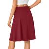 imageLYANER Womens Knee Length Casual Skirt Stretchy Button High Waist ALine Flared Vintage Midi Skirts with PocketWine Red