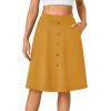 imageLYANER Womens Knee Length Casual Skirt Stretchy Button High Waist ALine Flared Vintage Midi Skirts with PocketYellow