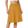 imageLYANER Womens Knee Length Casual Skirt Stretchy Button High Waist ALine Flared Vintage Midi Skirts with PocketYellow
