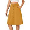 imageLYANER Womens Knee Length Casual Skirt Stretchy Button High Waist ALine Flared Vintage Midi Skirts with PocketYellow