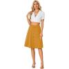 imageLYANER Womens Knee Length Casual Skirt Stretchy Button High Waist ALine Flared Vintage Midi Skirts with PocketYellow