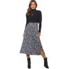 imageLYANER Womens Leopard Print Side Split High Waist Zipper Midi SkirtBlack