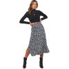 imageLYANER Womens Leopard Print Side Split High Waist Zipper Midi SkirtBlack