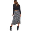 imageLYANER Womens Leopard Print Side Split High Waist Zipper Midi SkirtBlack