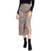 imageLYANER Womens Leopard Print Side Split High Waist Zipper Midi SkirtCoffee