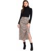 imageLYANER Womens Leopard Print Side Split High Waist Zipper Midi SkirtCoffee