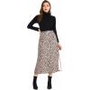 imageLYANER Womens Leopard Print Side Split High Waist Zipper Midi SkirtCoffee