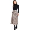 imageLYANER Womens Leopard Print Side Split High Waist Zipper Midi SkirtCoffee