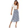 imageLYANER Womens Leopard Print Side Split High Waist Zipper Midi SkirtFloral Blue