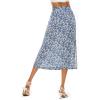 imageLYANER Womens Leopard Print Side Split High Waist Zipper Midi SkirtFloral Blue