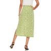 imageLYANER Womens Leopard Print Side Split High Waist Zipper Midi SkirtFloral Light Green
