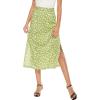 imageLYANER Womens Leopard Print Side Split High Waist Zipper Midi SkirtFloral Light Green