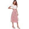 imageLYANER Womens Leopard Print Side Split High Waist Zipper Midi SkirtFloral Pink