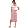 imageLYANER Womens Leopard Print Side Split High Waist Zipper Midi SkirtFloral Pink