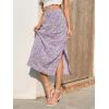 imageLYANER Womens Leopard Print Side Split High Waist Zipper Midi SkirtFloral Purple