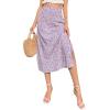 imageLYANER Womens Leopard Print Side Split High Waist Zipper Midi SkirtFloral Purple