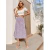 imageLYANER Womens Leopard Print Side Split High Waist Zipper Midi SkirtFloral Purple