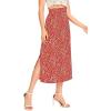 imageLYANER Womens Leopard Print Side Split High Waist Zipper Midi SkirtFloral Red