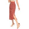 imageLYANER Womens Leopard Print Side Split High Waist Zipper Midi SkirtFloral Red